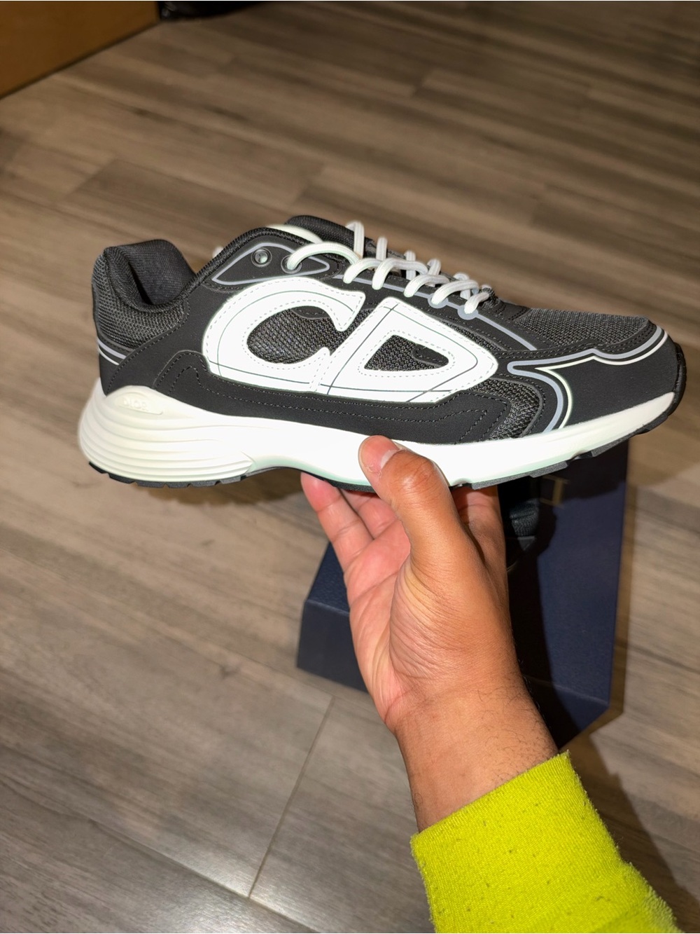 Men's Black and White Designer Running Sneakers